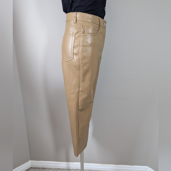Aritzia Wilfred Melina Cropped Faux Leather Pants Camel Tan Vegan Leather Size - Picture 6 of 8